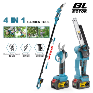 Gisam 4-in-1 akutoitel oksalõikur – teleskoopvarrega kettsaag ja elektrilised oksakäärid kõrgete okste lõikamiseks