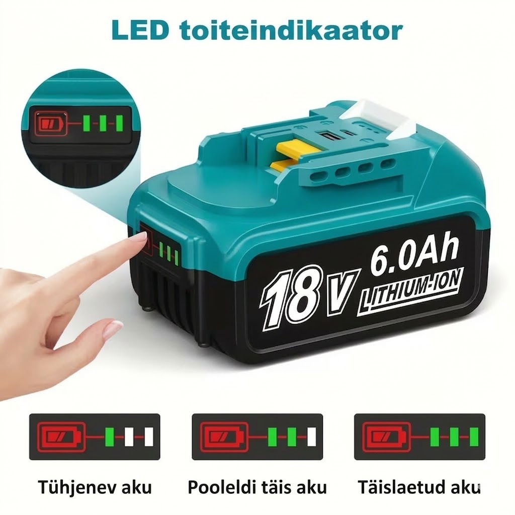 ACIGON 18V asendusaku 6.0Ah – sobib Makita 18V tööriistadele ja laadijatele - Image 5