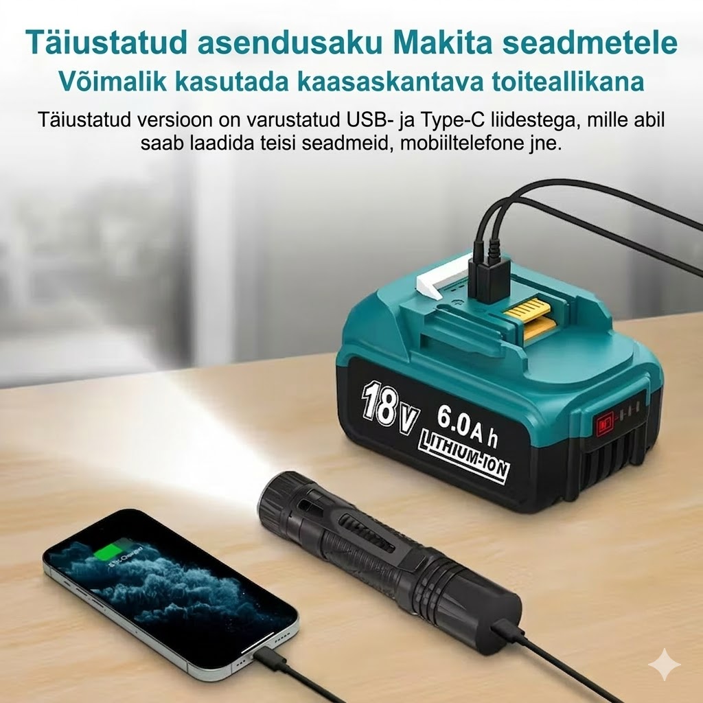 ACIGON 18V asendusaku 6.0Ah – sobib Makita 18V tööriistadele ja laadijatele - Image 8