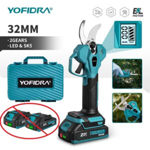 Yofidra akutoitega oksakäärid 2 akuga – harjavaba mootoriga elektrilised oksalõikurid SK5 teraga