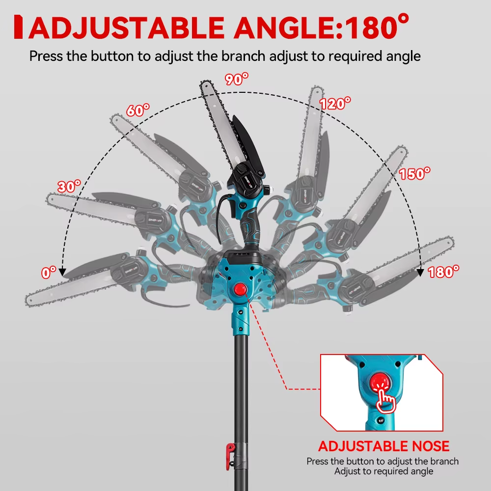 Onevan akutoitega oksasaag ja oksakäärid teleskoopvarrega 3-in-1 8" – 2akut, sobib Makita 18V akudele - Image 3