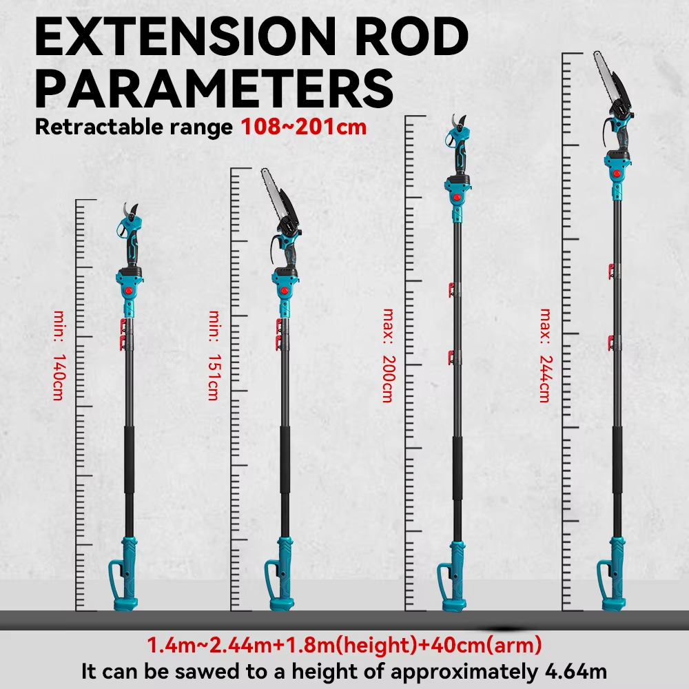 Onevan akutoitega oksasaag ja oksakäärid teleskoopvarrega 3-in-1 8" – 2akut, sobib Makita 18V akudele - Image 5