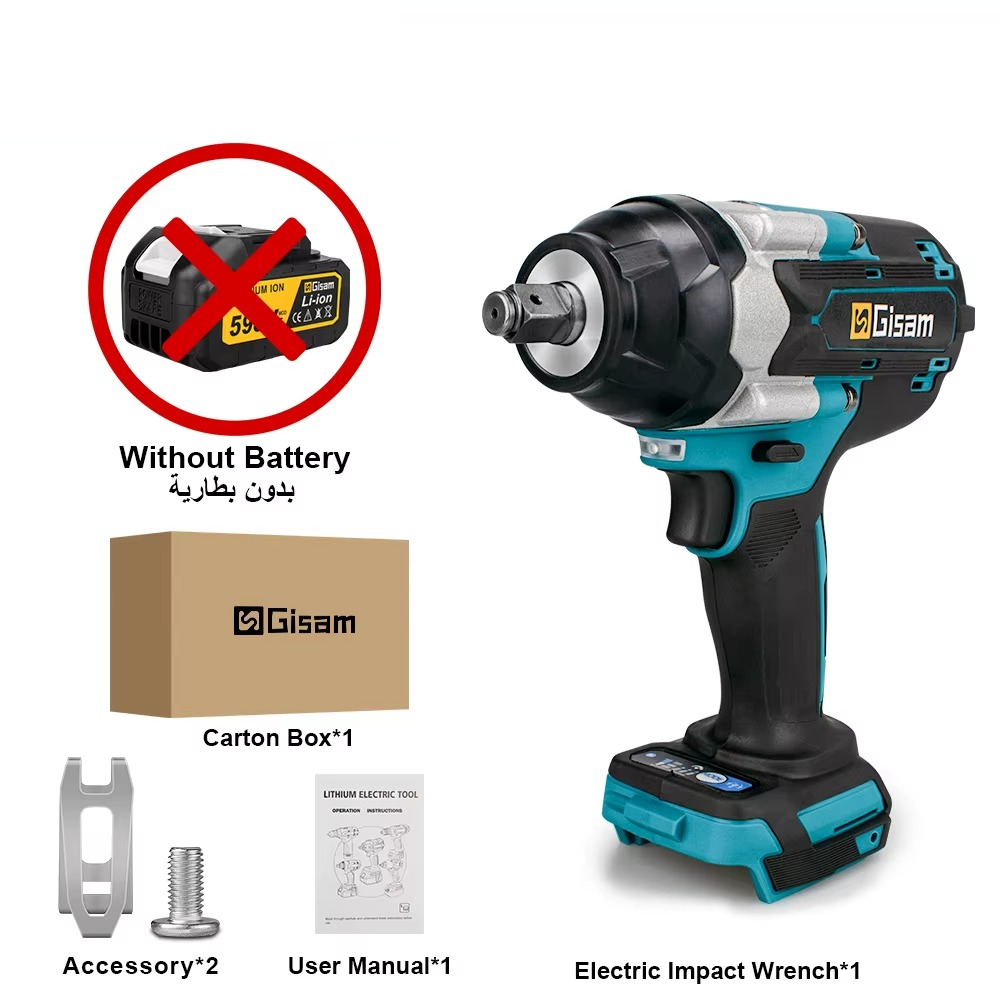 Gisam akutoitega löökmutrikeeraja 1800 Nm – harjavaba 1/2" löökmutrikeeraja Makita 18V akudele