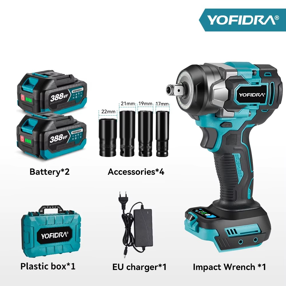 Yofidra Akulöökmutrikeeraja 1200Nm 1/2″ – 2 akut, Ühilduv Makita 18V Akudega - Image 7