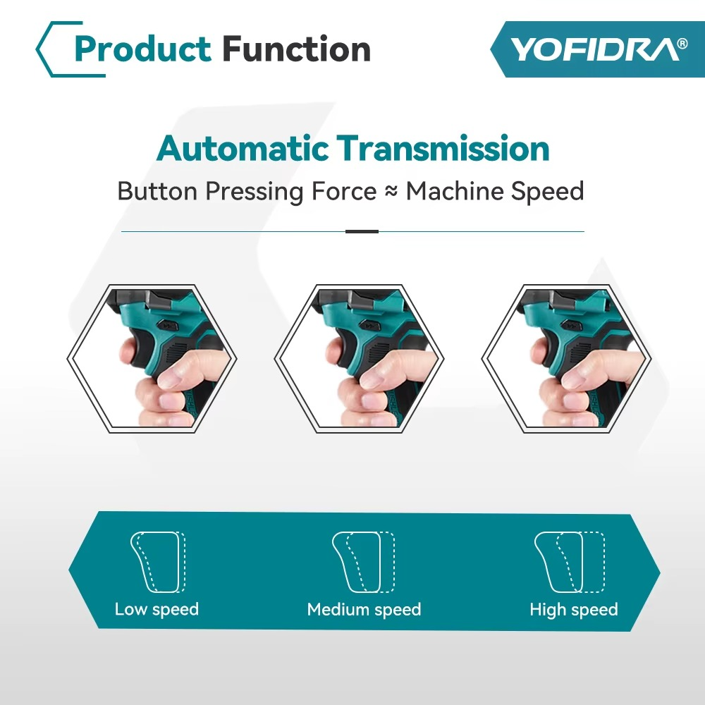Yofidra Akulöökmutrikeeraja 1200Nm 1/2″ – 2 akut, Ühilduv Makita 18V Akudega - Image 6