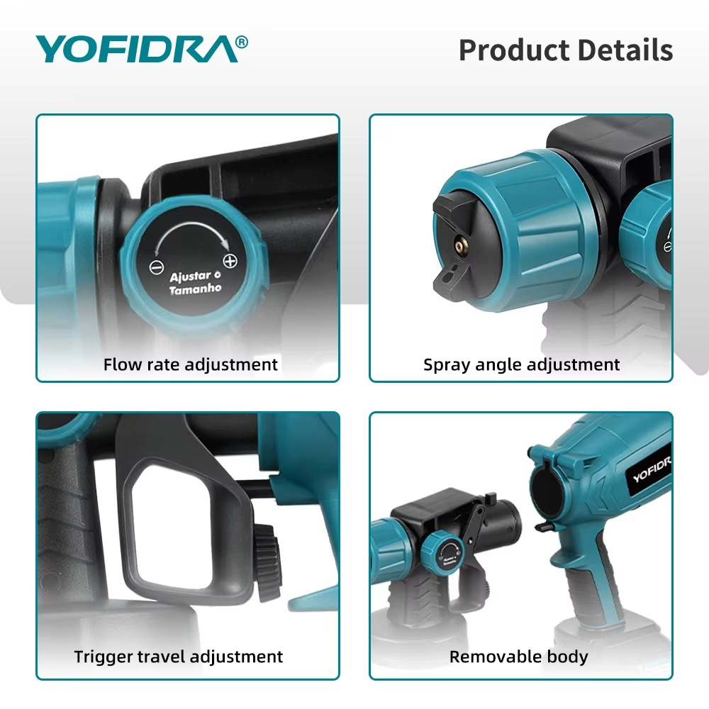 Yofidra akutoitega värvipihusti 1000 ml – Ilma akudeta, Makita 18V akude sobivus - Image 3