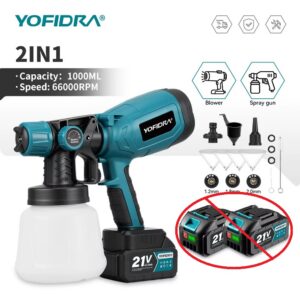 Yofidra akutoitega värvipihusti 1000 ml – juhtmevaba värviprits Makita 18V akudele