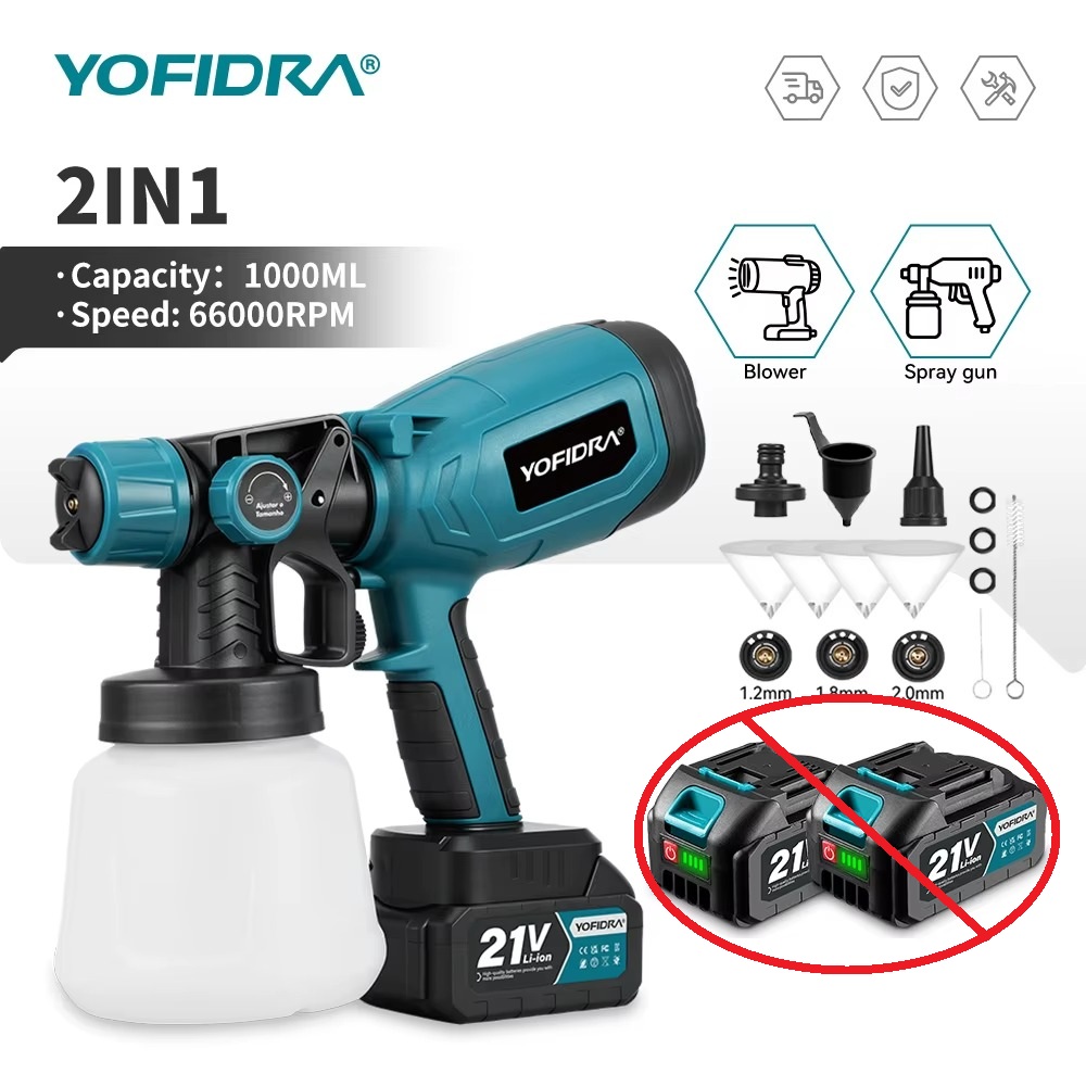 Yofidra akutoitega värvipihusti 1000 ml – juhtmevaba värviprits Makita 18V akudele