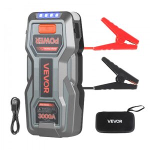 käivitusabi 3000A 12V – Käivitusabi (3000A, 12V, 16 000 mAh Aku, Kuni 9L Bensiini/7L Diiselmootoritele)