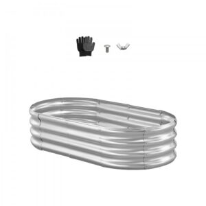 Metallist Tõstetud Aiapeenar, 2 x 0,6 x 0,4 m, Tumehall – 120x60x30 cm (Hõbe)