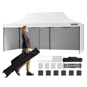 Pop-Up Varikatus 3,05 x 6,1 m Külgseintega Valge