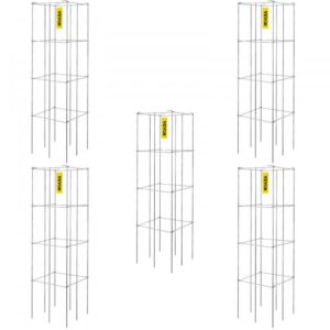 Tomati Tugiraamid (5 Tk, 30 X 30 X 117 Cm, Hõbedane PVC-Kattega Teras)