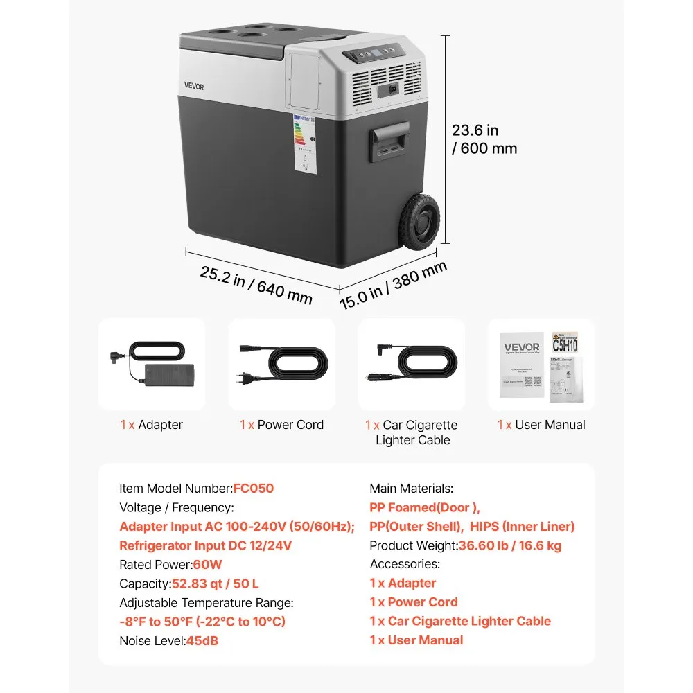12V Auto Külmik (50 L, -22°C Kuni 10°C, Ratastega) – toote pilt 6