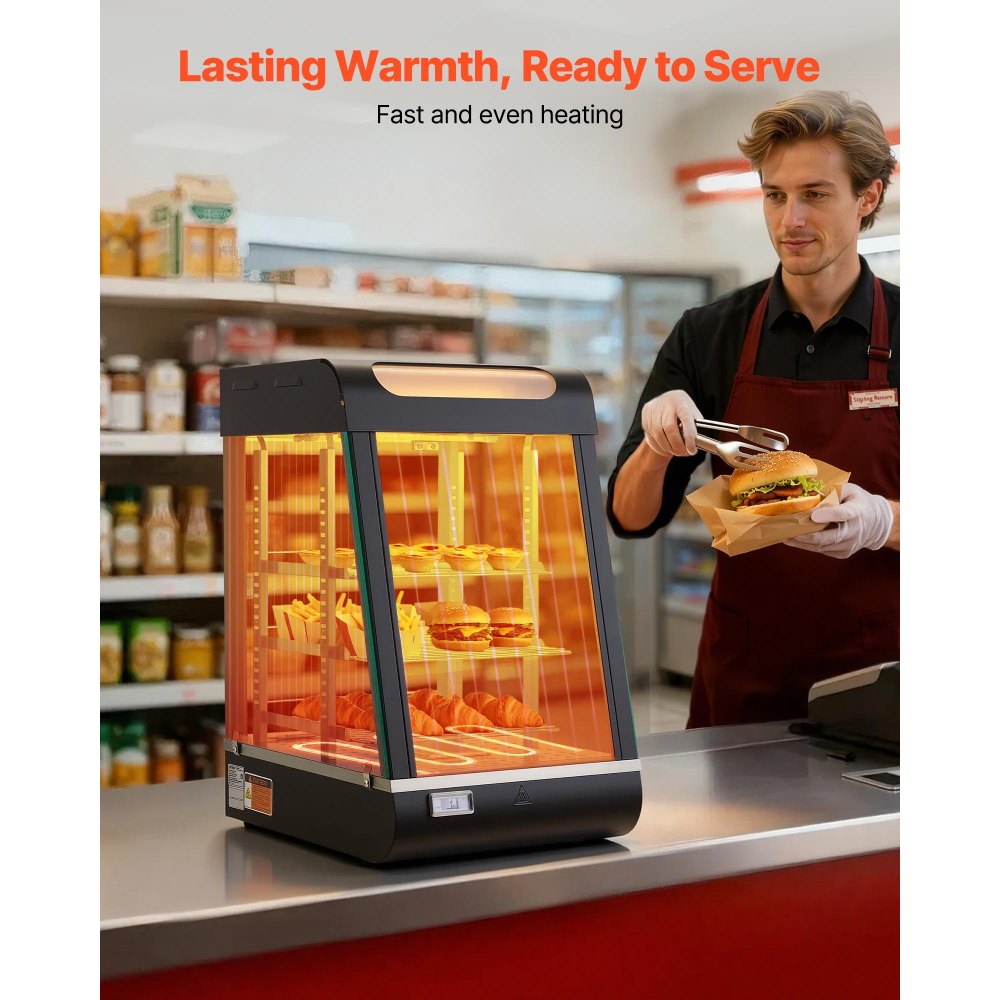 3-Korruseline Kaubanduslik Toidukütte Vitrine, 800W, LED-Valgustusega – toote pilt 1