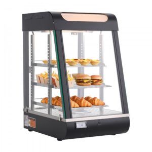 3-korruseline toidu soojenduskapp 57 L – 3-Korruseline Kaubanduslik Toidukütte Vitrine, 800W, LED-Valgustusega