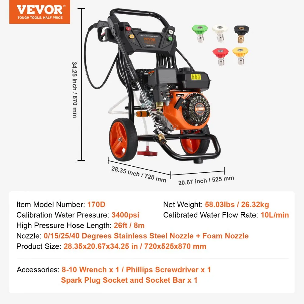 Bensiini-Survepesur (234,3 Bar, 10 L/Min, 210 Cm³ Mootor) – toote pilt 6