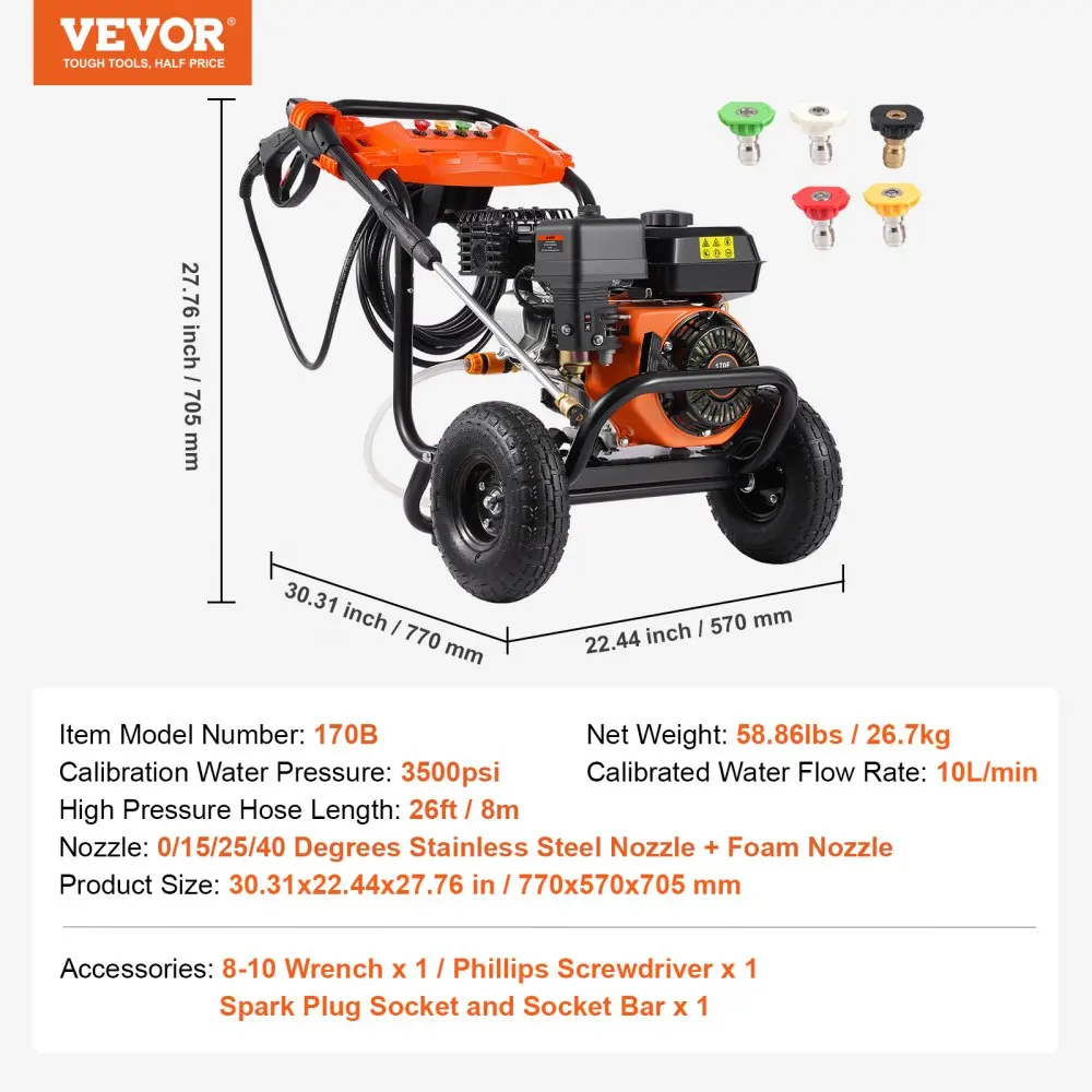 Bensiini-Survepesur (241,2 Bar, 10 L/Min, 210 Cm³ Mootor) – toote pilt 6