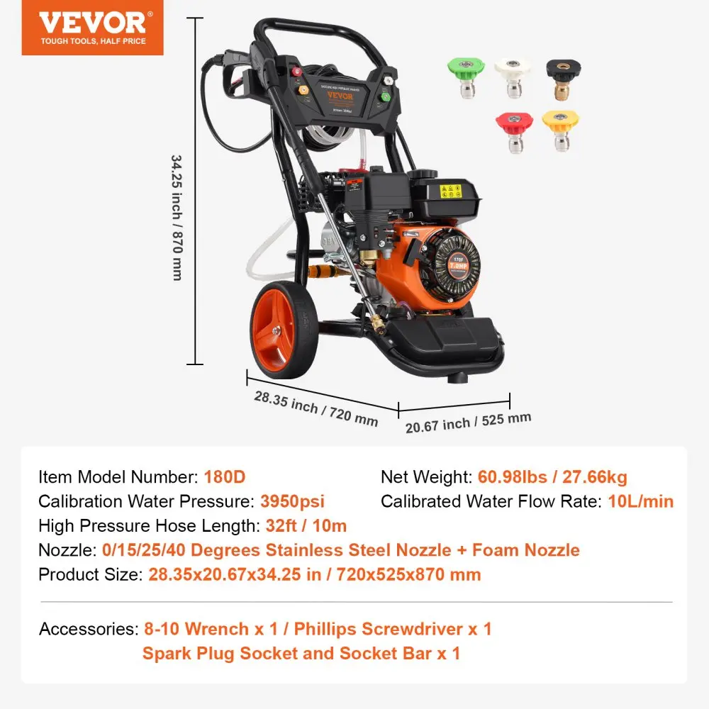 Bensiini-survepesur (272,2 bar, 10 L/min, 210 cm³ mootor) – toote pilt 6