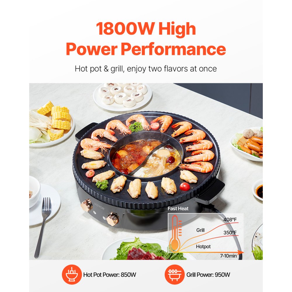 Elektriline Grill Ja Hot Pot (1800 W, 2,5 L, Mittekleepuv) – toote pilt 1