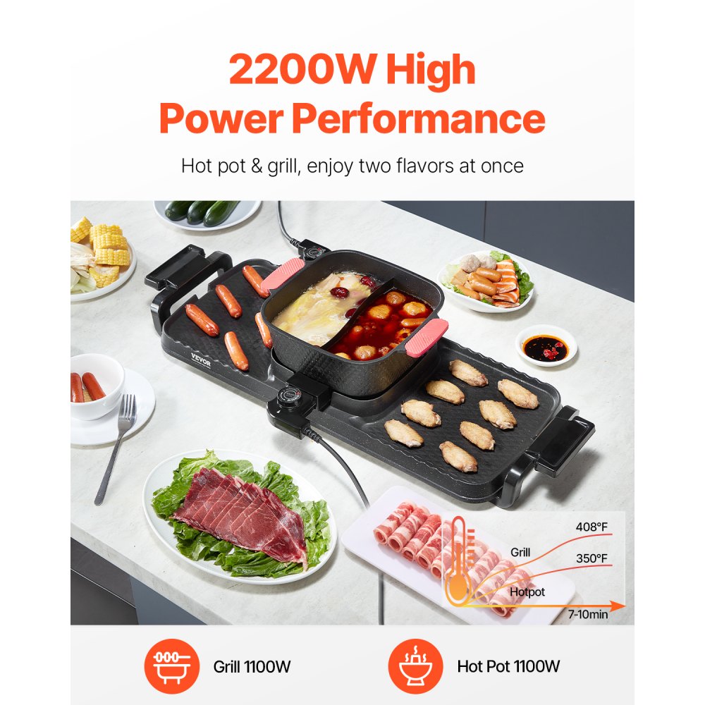 Elektriline grill-pott (2300 W, 3,25 L, eemaldatav kuumapott) – toote pilt 1