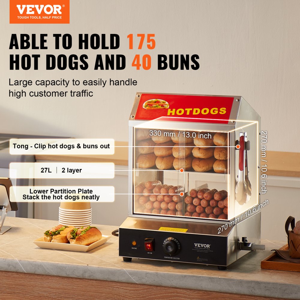 Elektriline Hot Dogi Auruti (27 L, 30-85 °C, Roostevaba Teras) – toote pilt 1