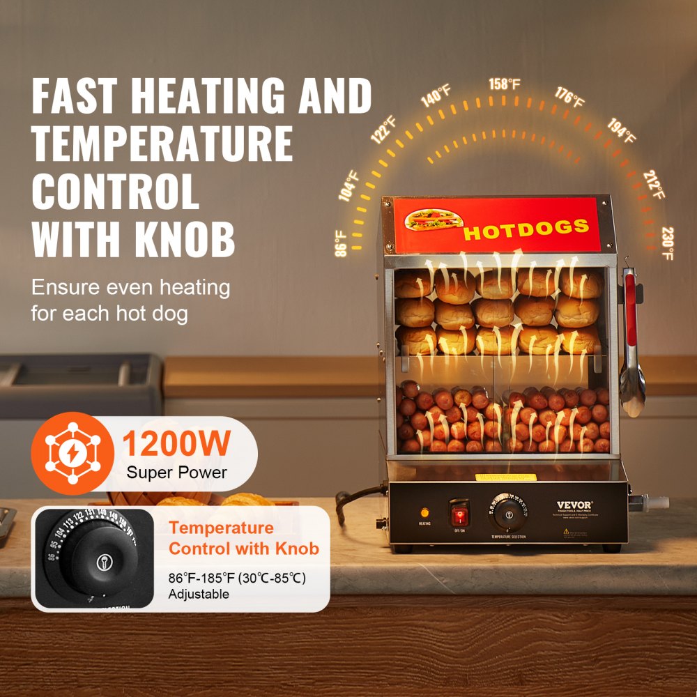Elektriline Hot Dogi Auruti (27 L, 30-85 °C, Roostevaba Teras) – toote pilt 2