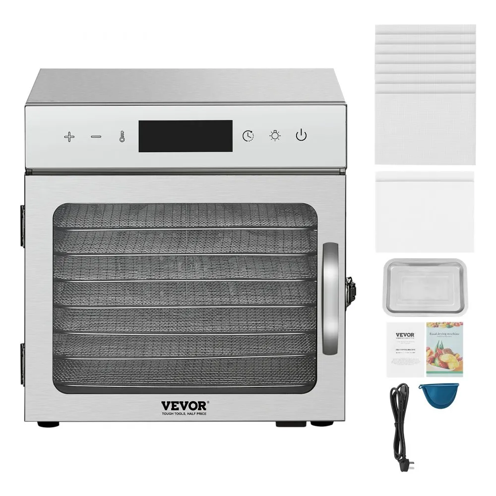 Elektriline toidukuivati (400 W, 8 roostevabast terasest alust, 30–90 °C) – toote pilt 8