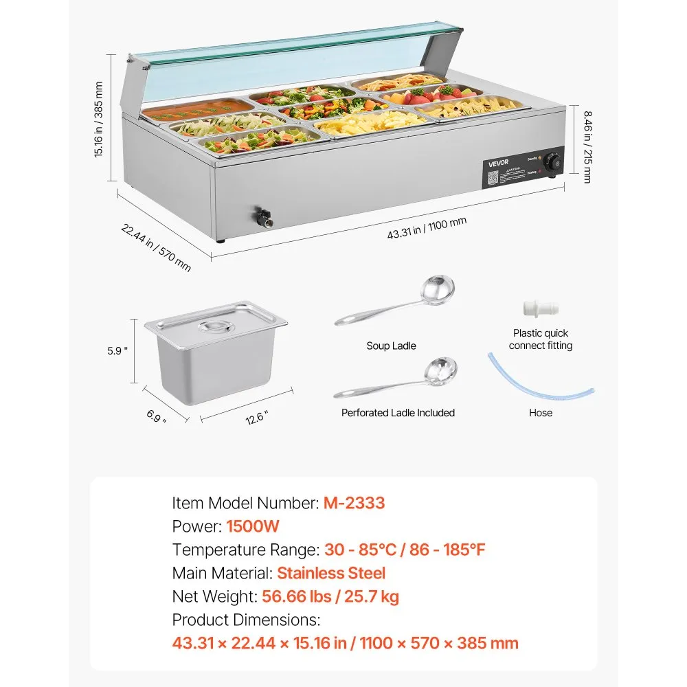 Elektriline toidusoendaja (1500 W, 9 panniga, klaaskattega) – toote pilt 6