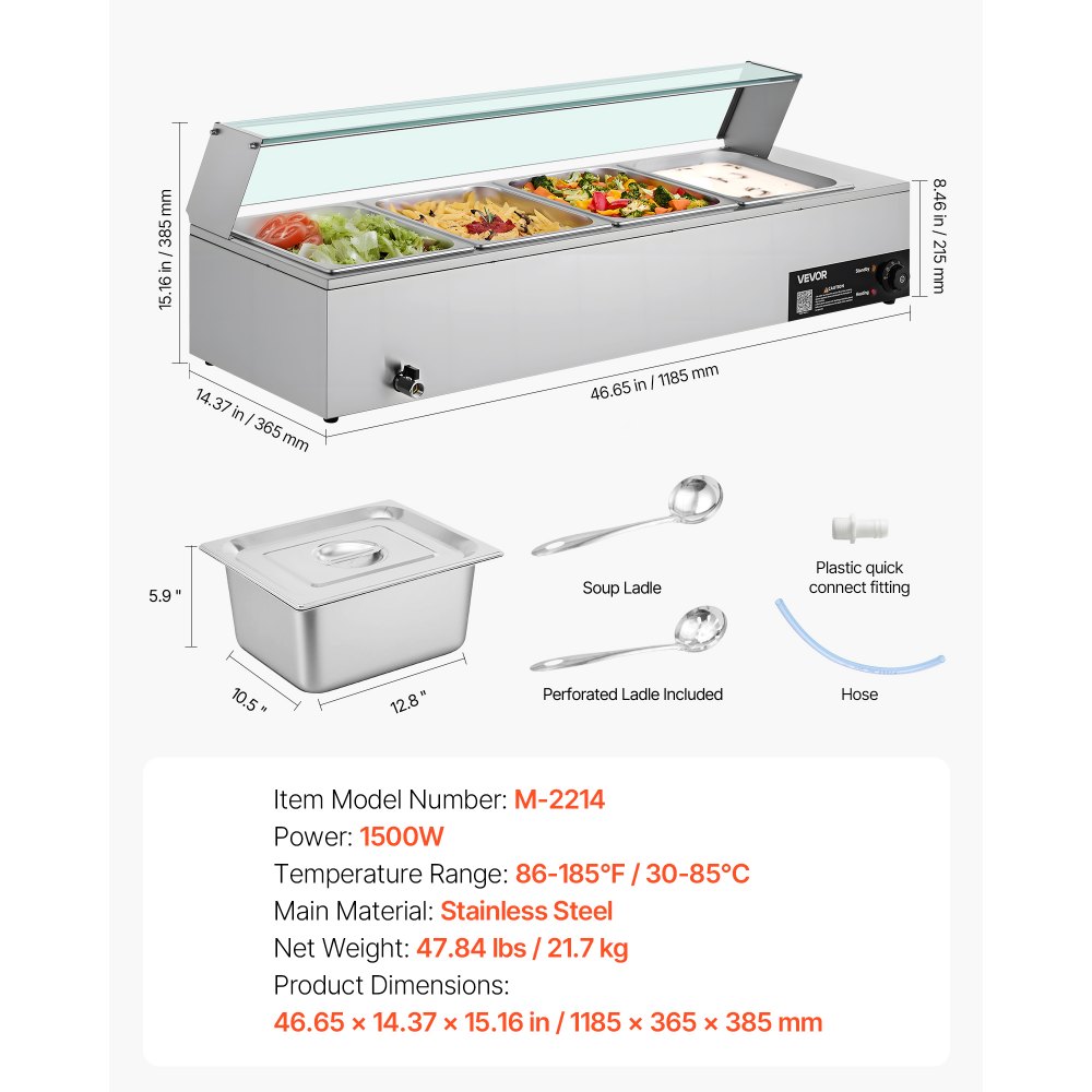 Elektriline Toidusoojendaja (1500 W, Roostevaba Teras, 4-Panniline) – toote pilt 6