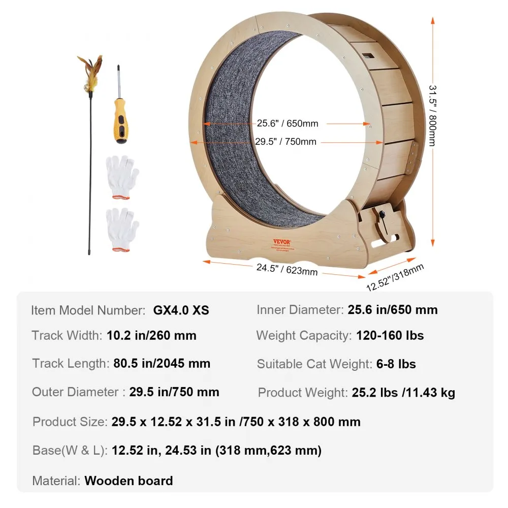Kassi treeningratas (75 cm, puit, eemaldatav vaip) – toote pilt 6
