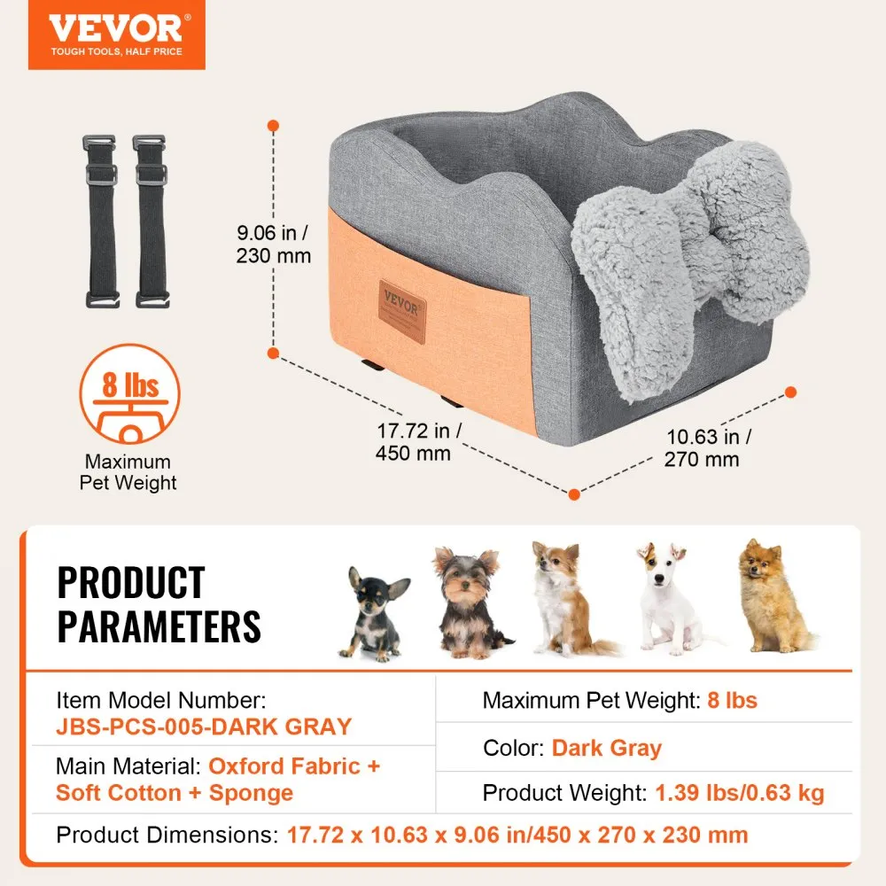 Kesk-Konsooli Koeraiste (Kuni 3,6 Kg, Reguleeritavad Rihmad, Tumehall) – toote pilt 6