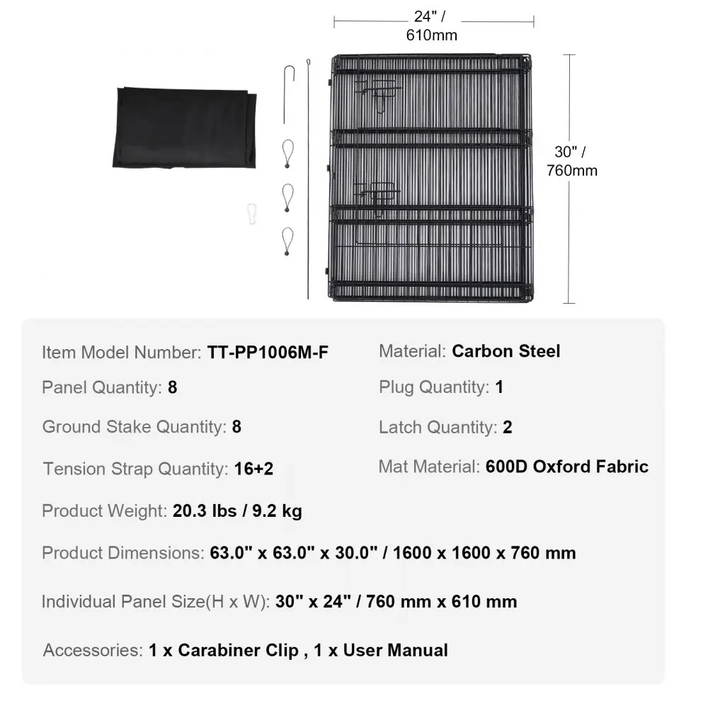Koera mänguaed (8 paneeli, 76×61 cm, metallist) – toote pilt 6