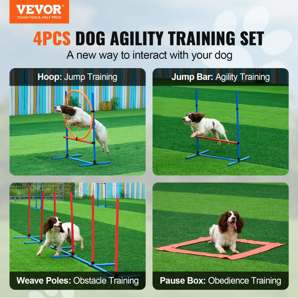 Koerte agility treeningkomplekt (4-osaline, reguleeritavad tõkked, PVC) – toote pilt 1
