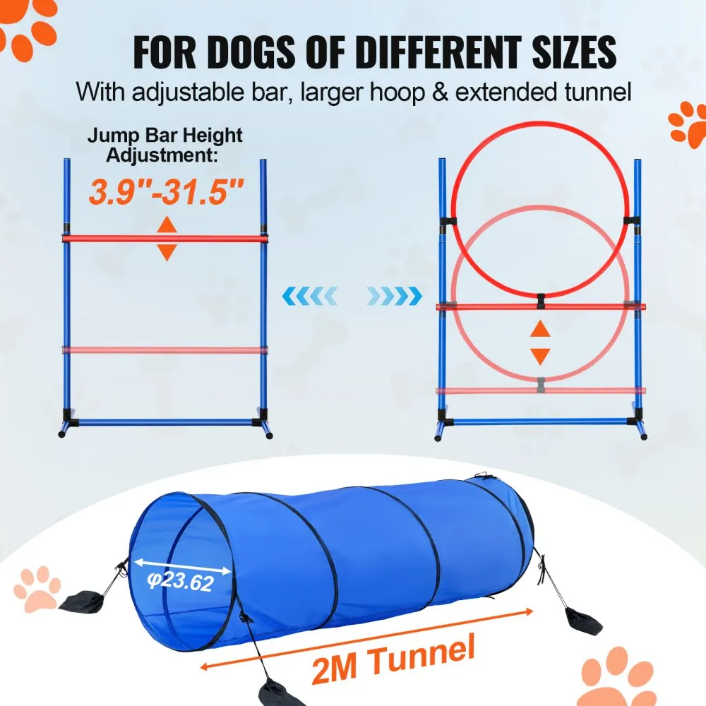 Koerte agility treeningkomplekt (5-osaline, reguleeritavad tõkked, tunnel) – toote pilt 3