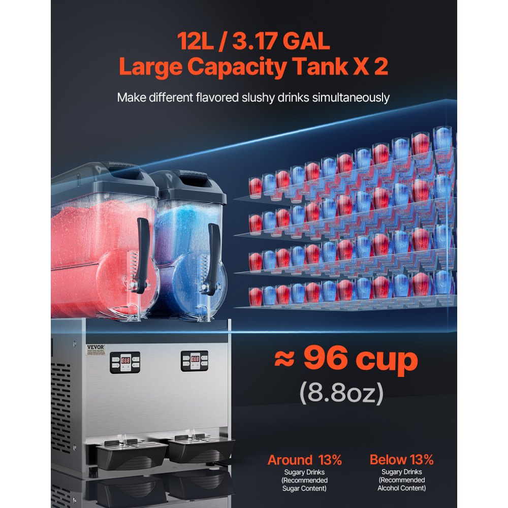 Kommertslik Jääjoogimasin (2×12 L, 96 Tassi, Roostevaba Teras) – toote pilt 1