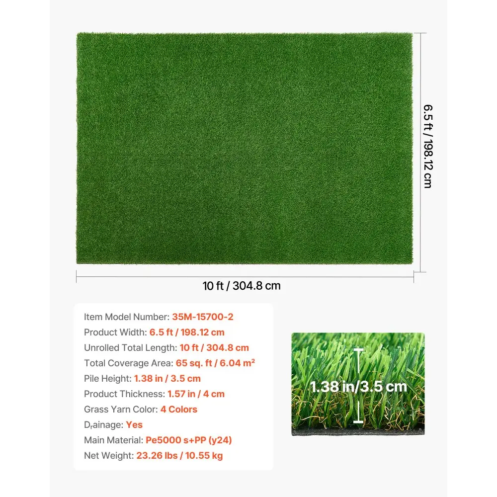 Kunstmuru Vaip (304,8 x 198,12 cm, 3,5 cm Kiud, PE ja PP Materjal) – toote pilt 6