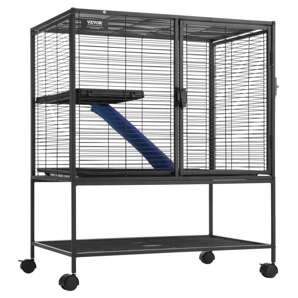Metallist Rullitav Näriliste Puur (77×52×92 Cm, 2-Tasandiline, Ratastega) – toote pilt 8