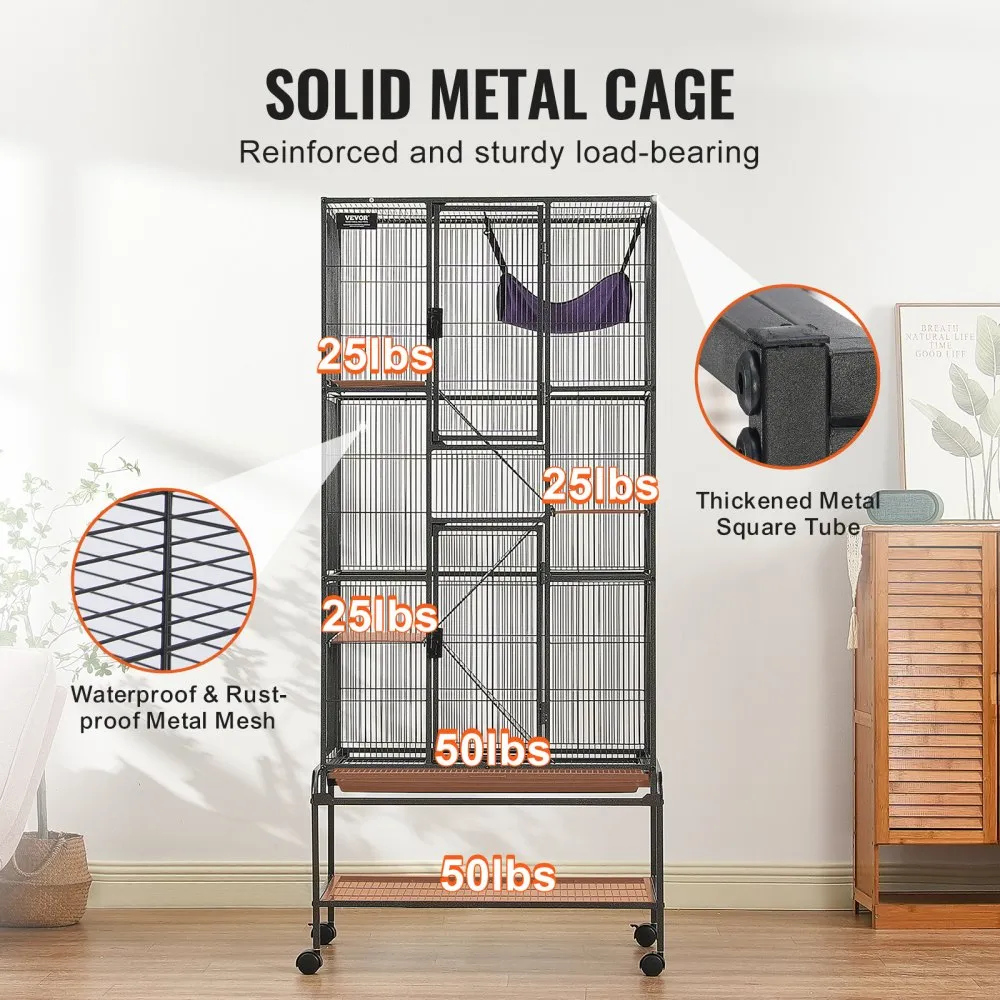 Metallist Veerev Näriliste Puur (175,5 Cm, 4-Tasandiline, 75,5×45,5 Cm) – toote pilt 3