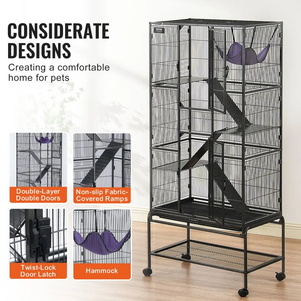 Metallist Veerev Näriliste Puur (175,5 Cm, 4-Tasandiline, 75,5×45,5 Cm) – toote pilt 5