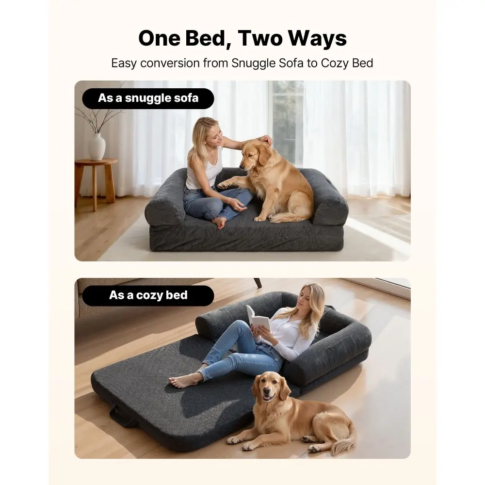 Ortopeediline Inimese Ja Koera Voodi, 179×95×24 Cm, Tumehall – toote pilt 4
