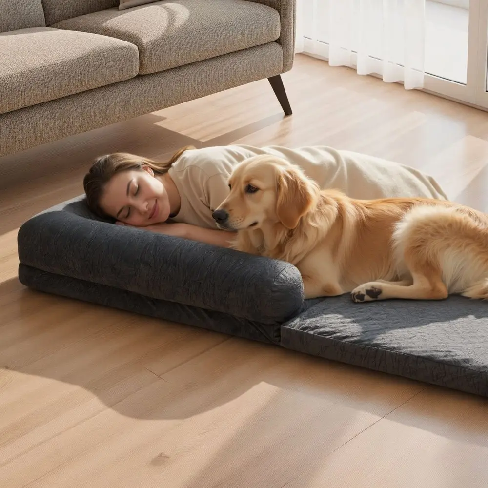 Ortopeediline Inimese Ja Koera Voodi, 179×95×24 Cm, Tumehall – toote pilt 7