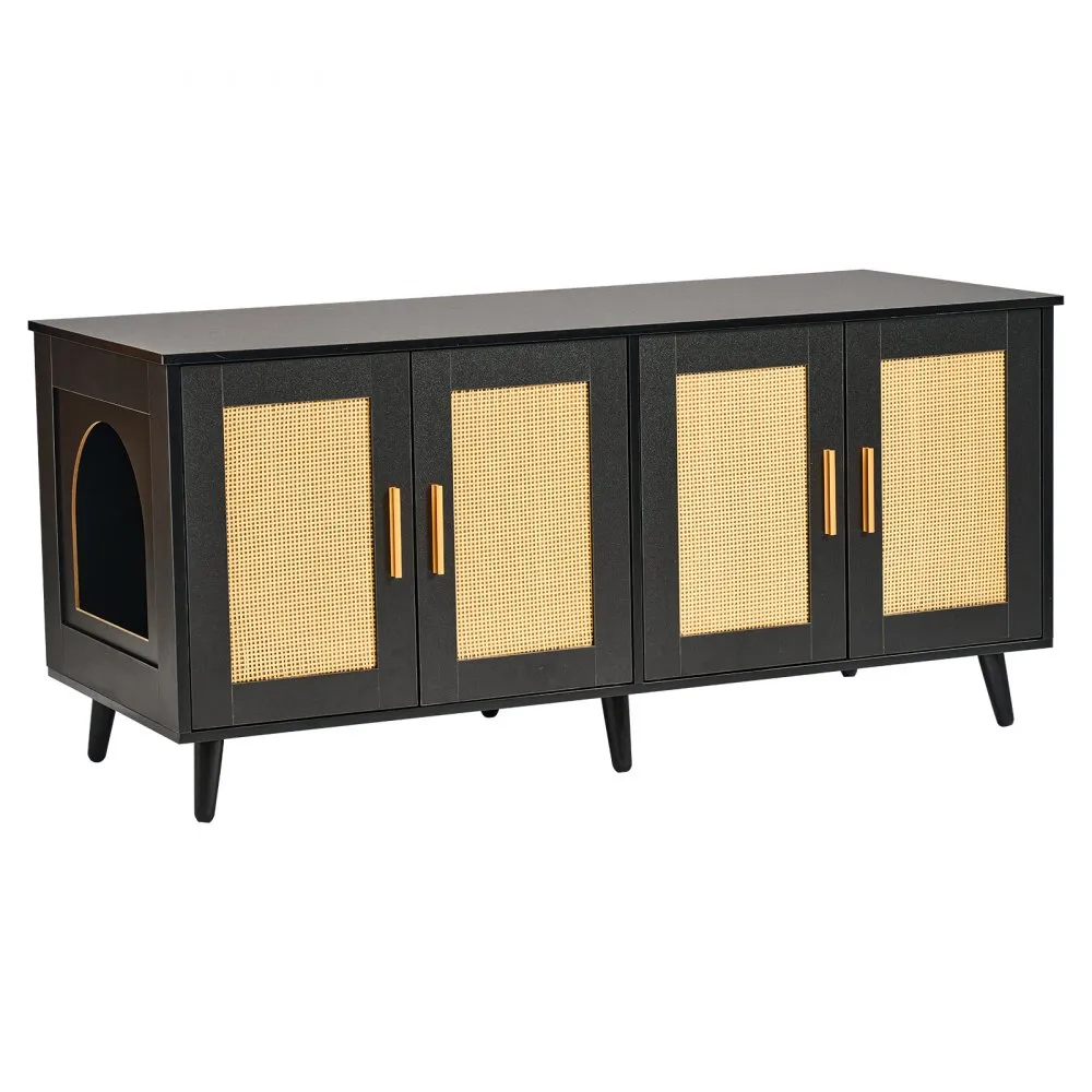 Peidetud Kassiliivakasti Kapp Rotangist Ustega, 120×50×55 Cm – toote pilt 8