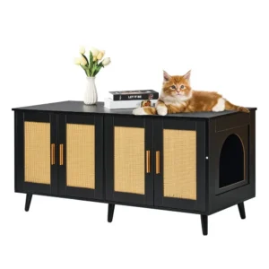 peidetud kassiliivakasti kapp rattan – Peidetud Kassiliivakasti Kapp Rotangist Ustega, 120×50×55 Cm