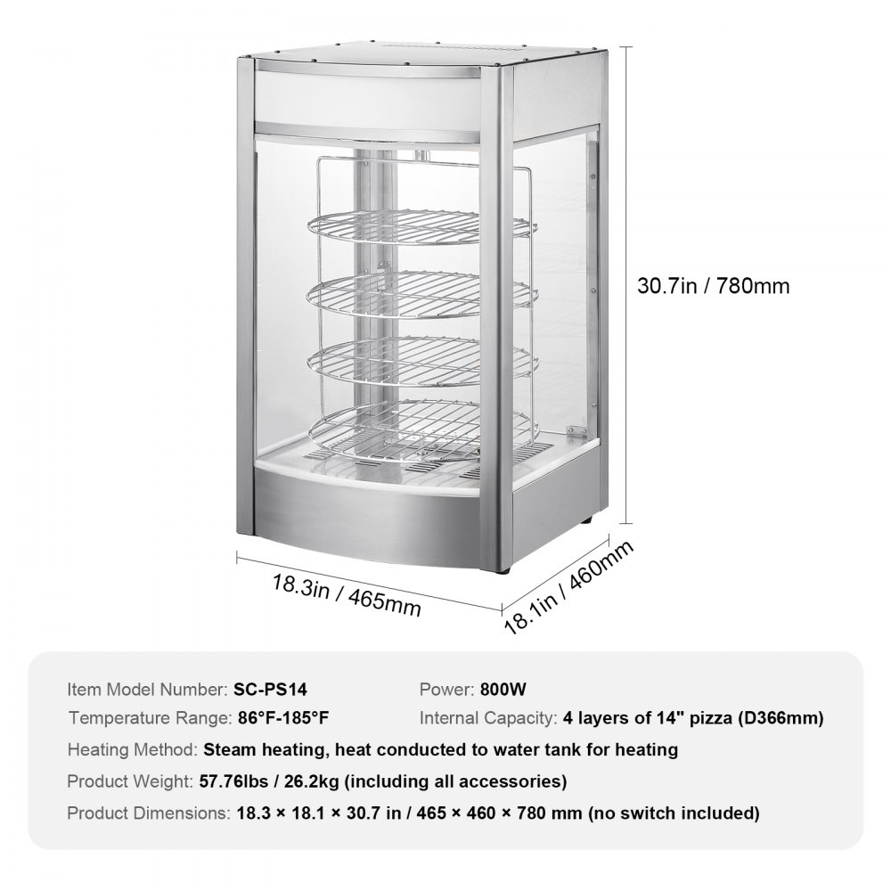 Pitsa Soojenduskapp 4-Astmeline, 30-85 °C, LED-Valgustus Pitsapoodi, Restorani – toote pilt 6