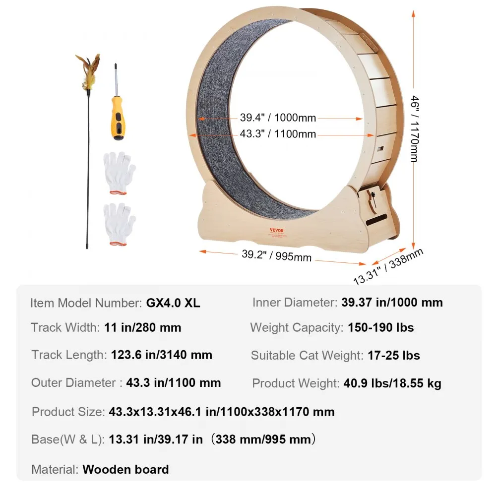 Puidust Kasside Jooksuratas (110 Cm, Eemaldatav Vaip) – toote pilt 6