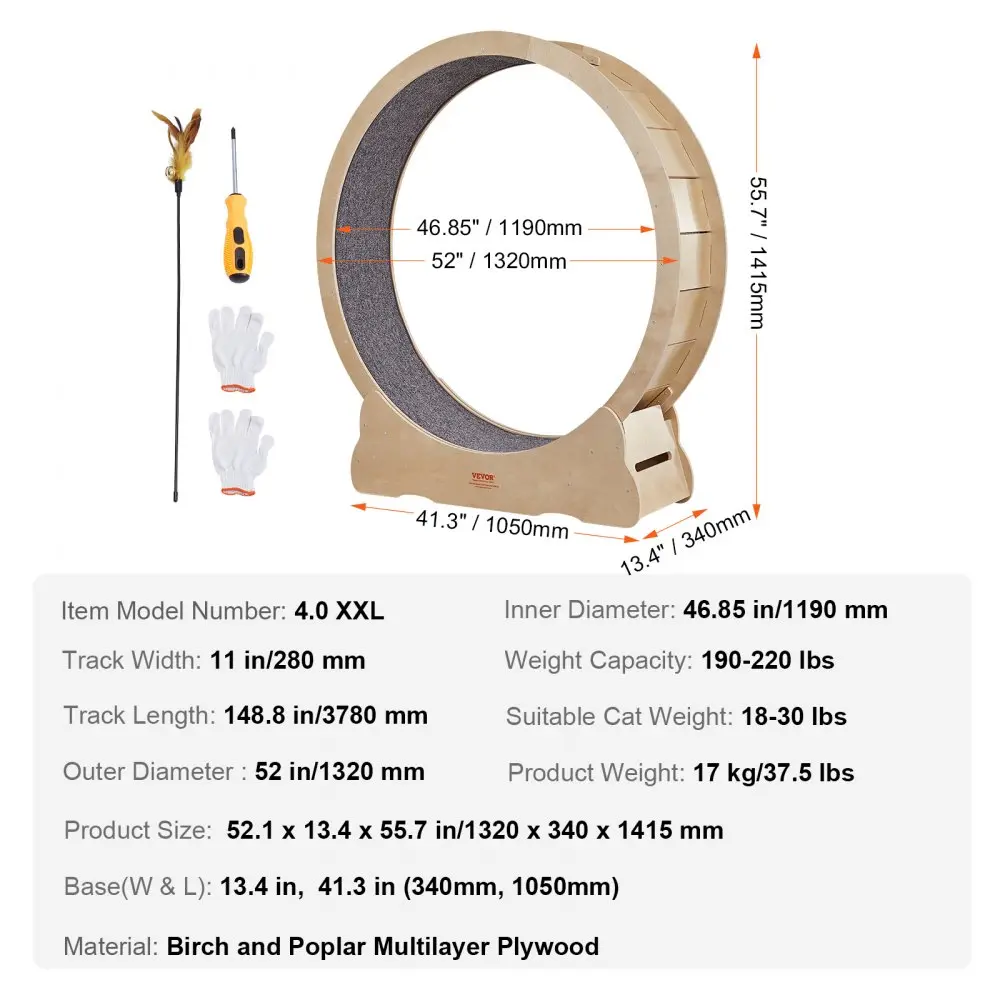 Suur Kasside Jooksuratas, Sise-Kasside Treeningratas, 132 Cm, Eemaldatav Vaip – toote pilt 6