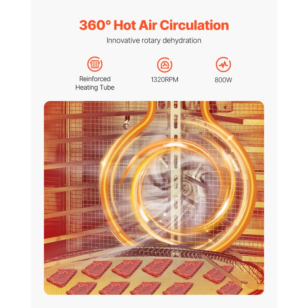 Toidukuivati pöörlev 12-kihiline (800 W, 30–90 °C) – toote pilt 1