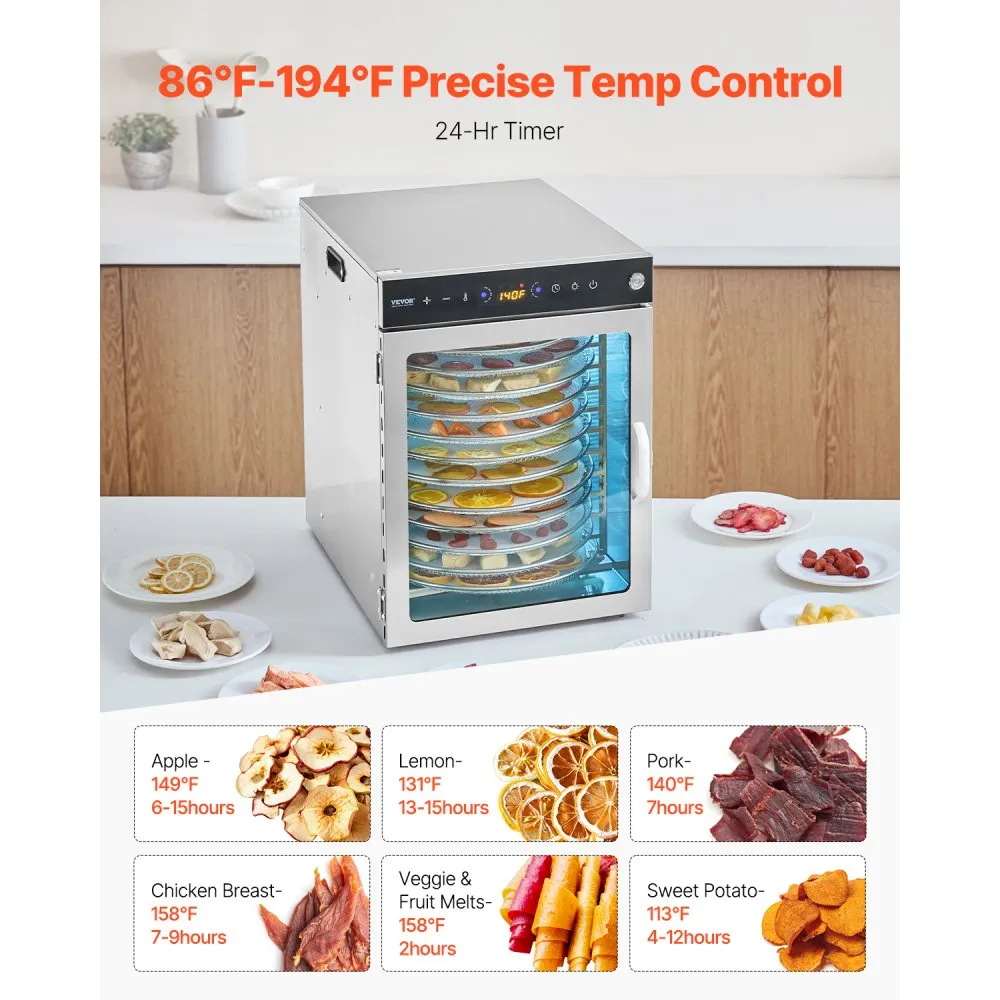 Toidukuivati pöörlev 12-kihiline (800 W, 30–90 °C) – toote pilt 4