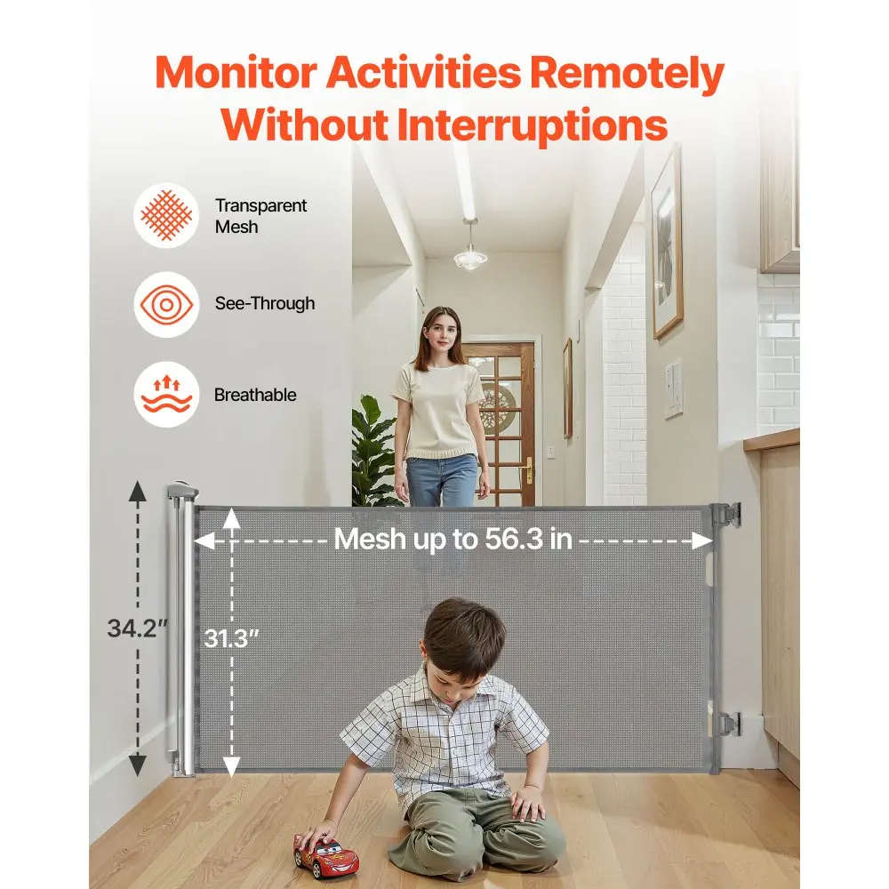 Tõmmatav turvavärav (143 cm lai, 79,5 cm kõrge, hall) – toote pilt 3