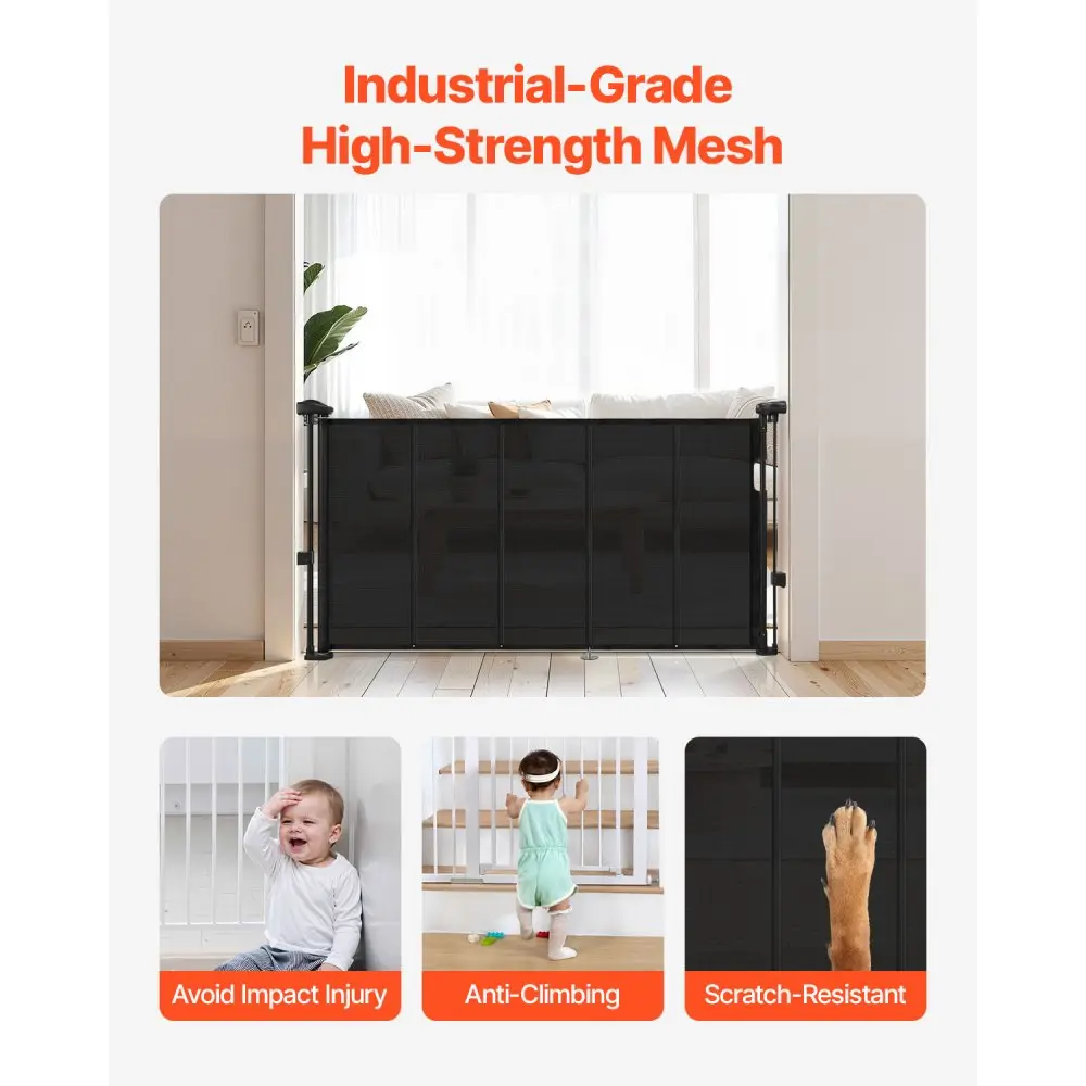 Tõmmatav turvavärav (87 cm kõrge, 140 cm lai, must) – toote pilt 4